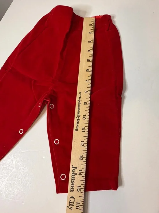 Vintage Baby Togs 2pc Red/White Cotton/Velvet button vest and pant set. 1960’s? - Picture 10 of 11